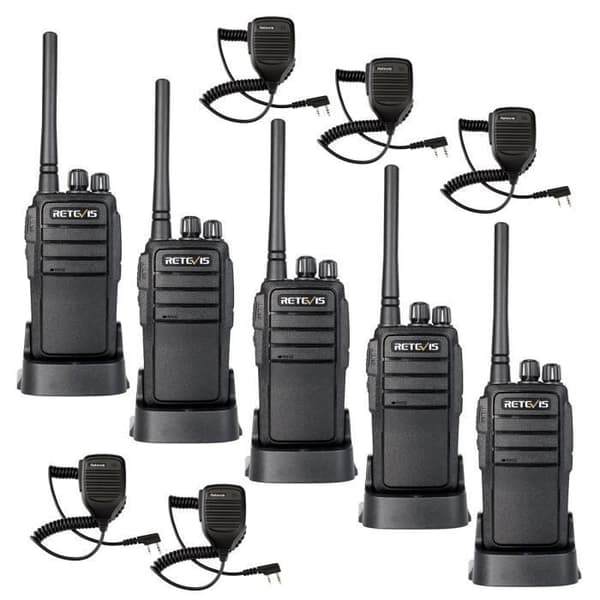Retevis RT21 Uppladdningsbar Walkie Talkie, PMR446 Bärbar 2W 16 Kanaler CTCSS-DCS Vox TOT Scan Uppladdningsbart batteri 1100mAh (svart,5)