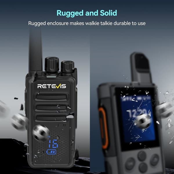Retevis RT668H Uppladdningsbar Walkie Talkie med dold skärm, läsbarhet, 10 i 1 laddare med hörlurar, för hotell, säkerhet (10 st)