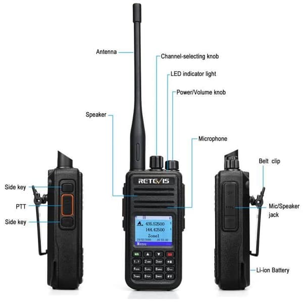 Retevis RT3S DMR Digital Walkie Talkie Dual Band 3000 kanaler GPS DCDM TDMA Kompatibel med Mototrbo DMR Radio (svart, 2 st)