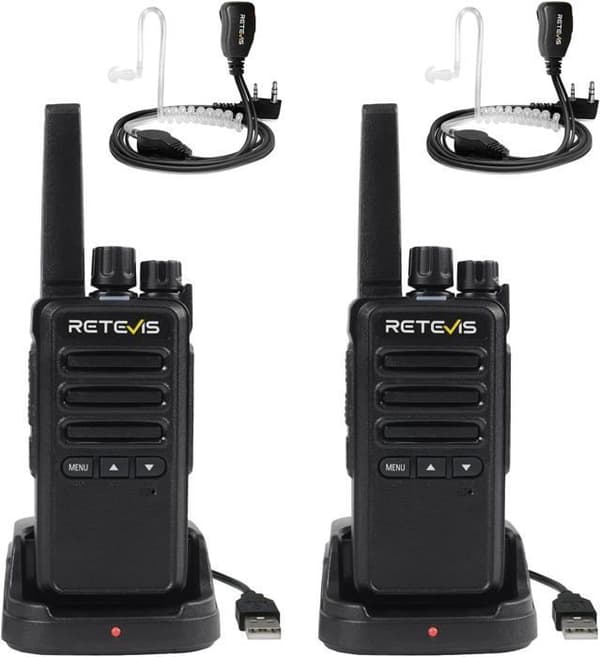 Retevis RT668B Talkies Walkies, PMR446 Radio, utan licens, VOX, 16 kanaler, CTCSS/DCS, med hörsnäcka, robust för resor, camping