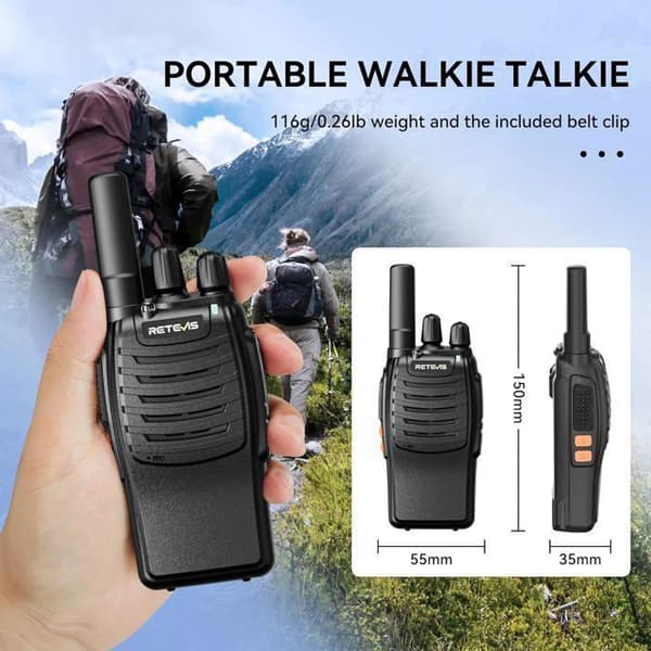 Retevis H777 Walkie Talkie Lång Räckvidd, Enklicksparning, Nödalarm, VOX, Typ-C, Professionell Walkie-Talkie (3 st)