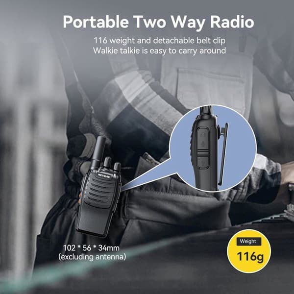 Retevis H777 Talkie Walkie Professionell, Typ-C, Nödlarm, VOX, Ficklampa, Uppladdningsbar Talkie Walkie för Skolor (10 st)
