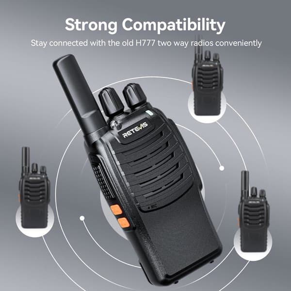 Retevis H777 Talkie Walkie Professionell, Typ-C, Nödlarm, VOX, Ficklampa, Uppladdningsbar Talkie Walkie för Skolor (10 st)