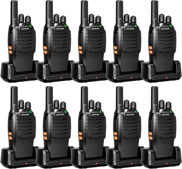 Retevis H777 Talkie Walkie Professionell, Typ-C, Nödlarm, VOX, Ficklampa, Uppladdningsbar Talkie Walkie för Skolor (10 st)