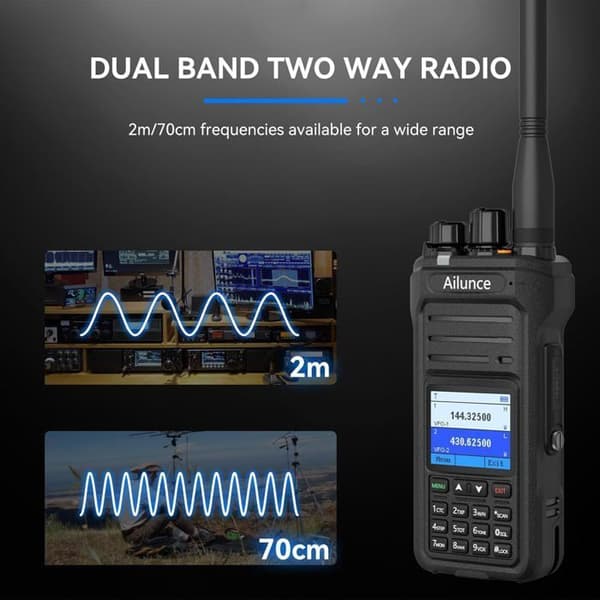 Retevis Ailunce HA1UV Radioamatör, Talkie Walkie Lång Räckvidd Vattentät IP67, Dubbelband, 2800mAh, Sub-PTT, för Nödsituationer, Jakt