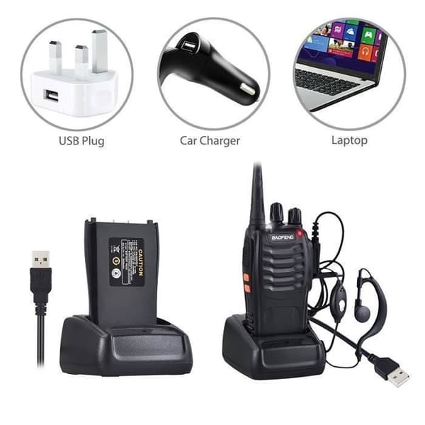 BaoFeng BF-888s Walkie Talkie - Lång räckvidd - USB Uppladdningsbar - Headset - LED ficklampa