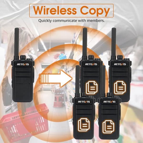 Retevis RB626 Talkie Walkie Professionell, Lång Räckvidd 2000 mAh Uppladdningsbar Talkie Walkie, Nödlarm, 16 Kanaler, Skola (5 St)