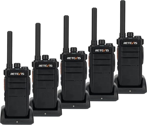Retevis RB626 Talkie Walkie Professionell, Lång Räckvidd 2000 mAh Uppladdningsbar Talkie Walkie, Nödlarm, 16 Kanaler, Skola (5 St)