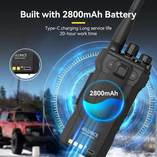 Retevis HA1UV Radioamatör, IP67 Vattentät och Dammtålig, Dubbelband, 2800mAh, Uppladdningsbar för Nödsituationer, Vandring