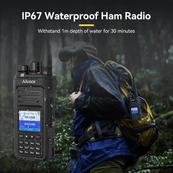 Retevis HA1UV Radioamatör, IP67 Vattentät och Dammtålig, Dubbelband, 2800mAh, Uppladdningsbar för Nödsituationer, Vandring