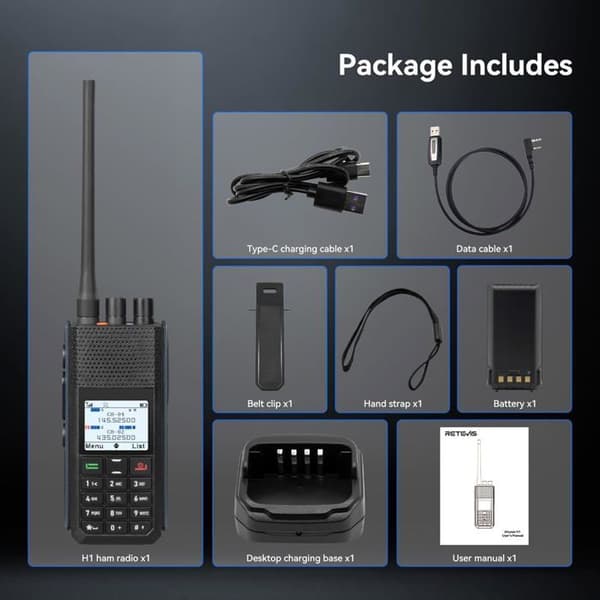 Retevis H1 DMR Radioamatör, APRS/GPS Talkie Walkie, Lokalisation i Realtid, Typ-C, Dubbelband för Radioamatörsevenemang