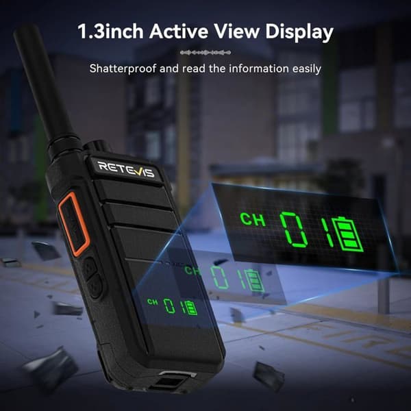 Retevis RB626H Walkie Talkie Lång Räckvidd, Uppladdningsbar Walkie Talkie 2000 mAh, VOX, Nödsignal, för Säkerhet, Skola (6 St)
