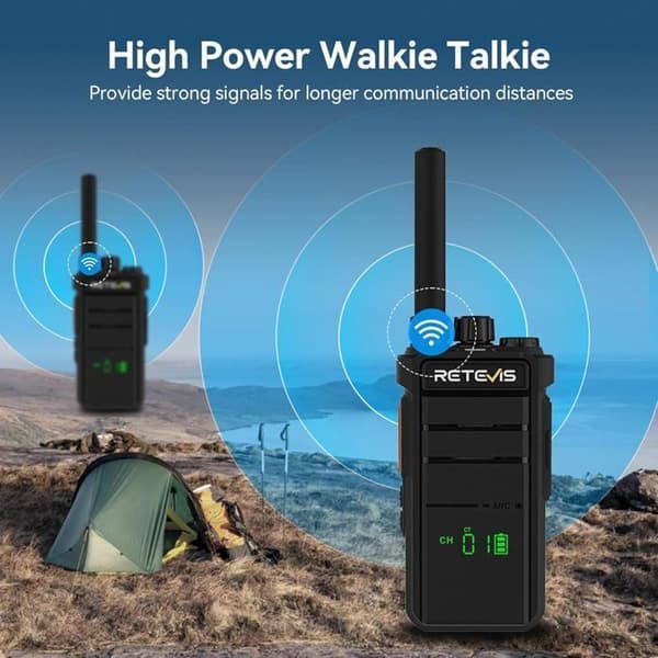 Retevis RB626H Walkie-Talkie, Professionell med Skärm, LED-Strålkastare, Laddningsbar Typ C 2000 mAh, Utomhus, Camping