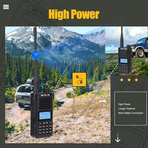 Retevis RA89 Radioamatör med Högtalar-Mikrofon, Lång Räckvidd, Vattentät IP68, 2500mAh, VFO, Uppladdningsbar Tvåvägsradio