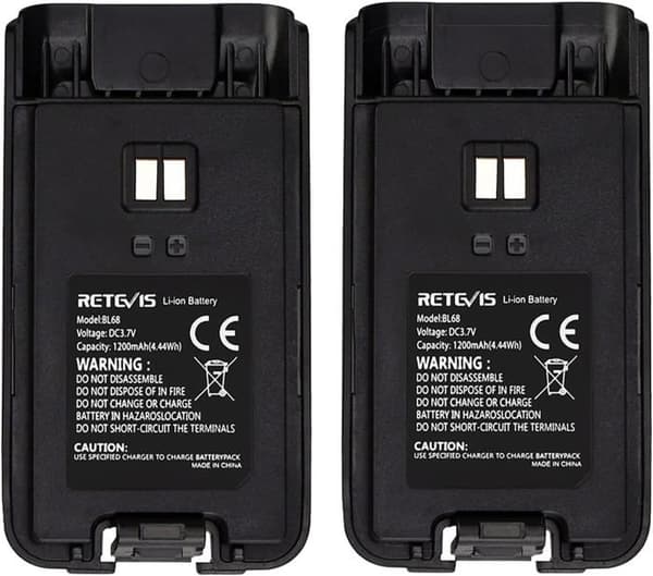 Retevis RT668 Batterier för Talkie Walkie, Uppladdningsbara Li-ION Batterier, 3.7V 1200mAh, Kompatibla med Walkie Talkie RT668 Radio