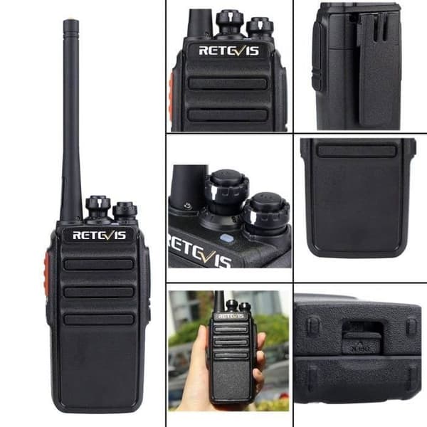 Retevis RT24 Walkie Talkie 16 Kanaler CTCSS/DCS Squelch VOX Walkie Talkies Uppladdningsbara Högtalare och hörlurar (Svart, 5 Par)