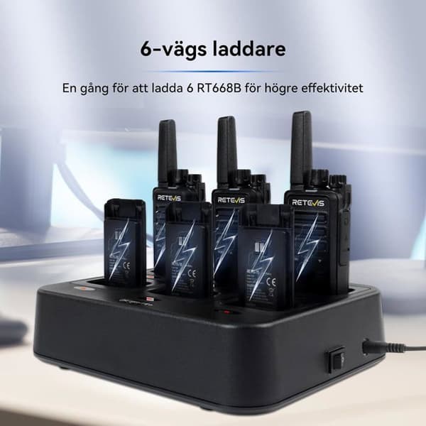 Retevis RT668B Talkies Walkies med Laddare, PMR446 Tvåvägsradio, USB-C, 16 Kanaler, för Säkerhet, Restaurang (6 Stycken)
