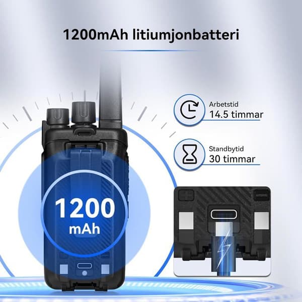Retevis RT668B Talkies Walkies med Laddare, PMR446 Tvåvägsradio, USB-C, 16 Kanaler, för Säkerhet, Restaurang (6 Stycken)