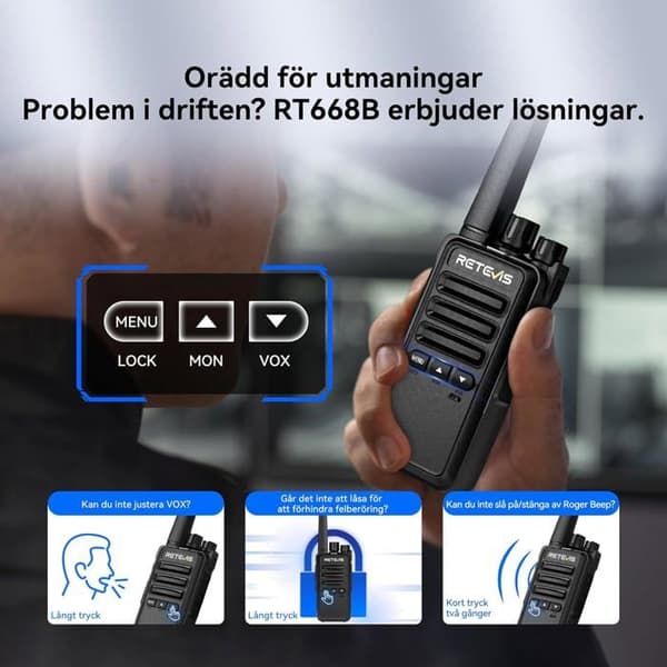 Retevis RT668B Talkies Walkies med Laddare, PMR446 Tvåvägsradio, USB-C, 16 Kanaler, för Säkerhet, Restaurang (6 Stycken)