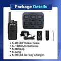 Miniatyrbild 6 av 6: Retevis RT668 Talkie Walkie Uppladdningsbar PMR446 1200 mAh, VOX, Robust, Professionell för Skola, Restaurang, Säkerhet (6 Stycken)