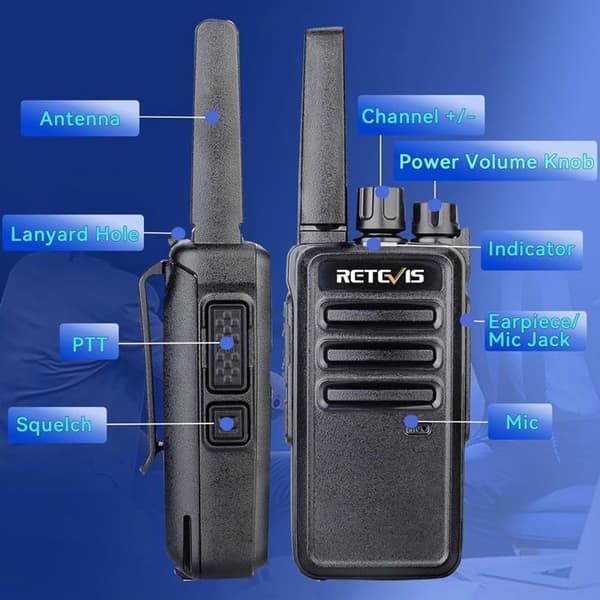 Retevis RT668 Talkie Walkie Uppladdningsbar PMR446 1200 mAh, VOX, Robust, Professionell för Skola, Restaurang, Säkerhet (6 Stycken)
