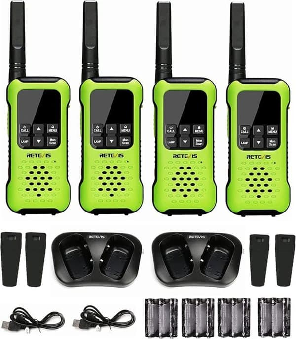 Retevis RT649P Walkie Talkie Lång Räckvidd, PMR446 Flytande IP67 Vattentät, 1200mAh, SOS Alarm Radio för Kajak, Surf, Fiskeri (4 St)