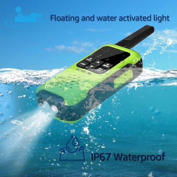 Retevis RT649P Walkie Talkie Lång Räckvidd, PMR446 Flytande IP67 Vattentät, 1200mAh, SOS Alarm Radio för Kajak, Surf, Fiskeri (4 St)