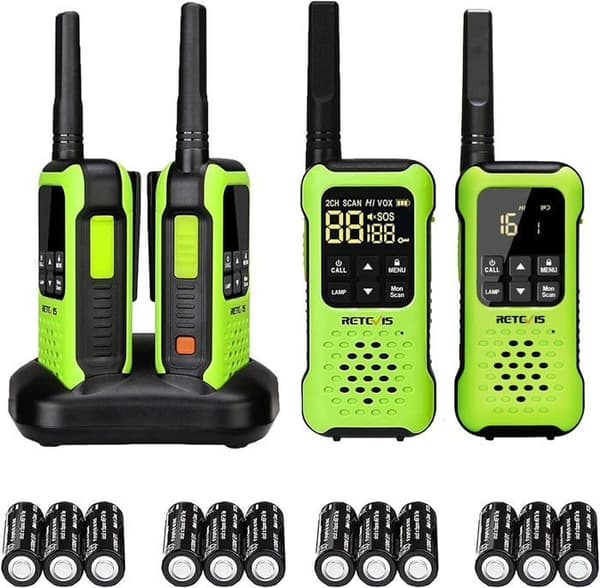 Retevis RT649P Walkie Talkie Lång Räckvidd, PMR446 Flytande IP67 Vattentät, 1200mAh, SOS Alarm Radio för Kajak, Surf, Fiskeri (4 St)