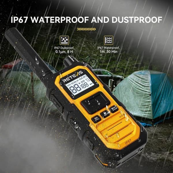Retevis RB648P Walkie Talkie Lång Räckvidd, Vattentät Tvåvägsradio IP67, 2000mAh, Nödalarm, för Camping, Vandring