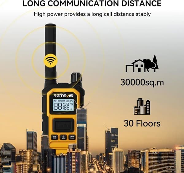Retevis RB648P Walkie Talkie Robust, Walkie-Talkie Lång Räckvidd med Hörlurar, Vattentät IP67, 2000 mAh, för Industri (4 Stycken)