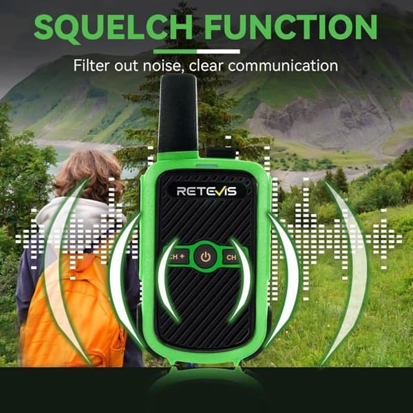 Retevis RT15 Mini Walkie Talkies Återuppladdningsbara Pmr446, Händer Fria Vox, 1000mAh, för Camping, Skolan, Hemspel (Grön Gul)