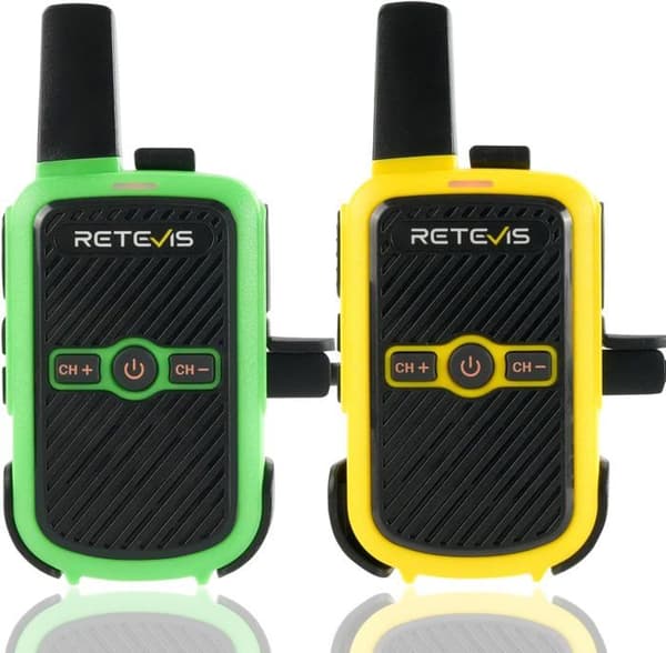 Retevis RT15 Mini Walkie Talkies Återuppladdningsbara Pmr446, Händer Fria Vox, 1000mAh, för Camping, Skolan, Hemspel (Grön Gul)