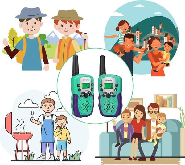 Retevis RA618 Talkie Walkie Barn, Presentleksaker för 3-12 År, 8 Kanaler VOX Lampa, Påskpresenter till barn (Grön)