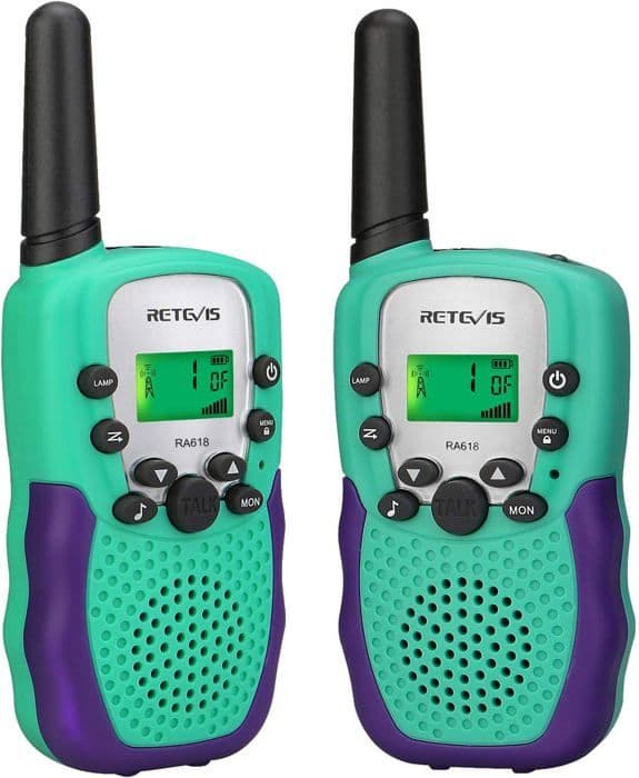 Retevis RA618 Talkie Walkie Barn, Presentleksaker för 3-12 År, 8 Kanaler VOX Lampa, Påskpresenter till barn (Grön)