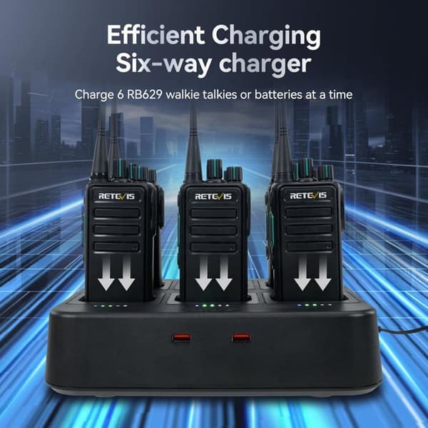 Retevis RB629 Talkie Walkie Professionell, Effektiv Laddning, En-Klick Frekvenskoppling, VOX, för Industri (6 Stycken)
