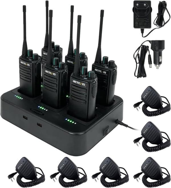 Retevis RB629 Talkie Walkie Professionell, Effektiv Laddning, En-Klick Frekvenskoppling, VOX, för Industri (6 Stycken)