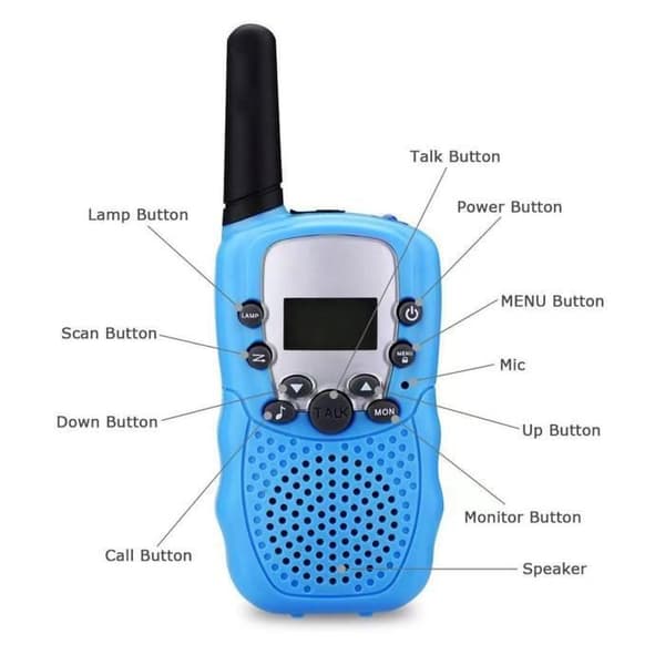 2-pack uppladdningsbar, uppladdningsbar walkie talkie för barn 3 km långdistansinterphone Julklapp för barn (blå)