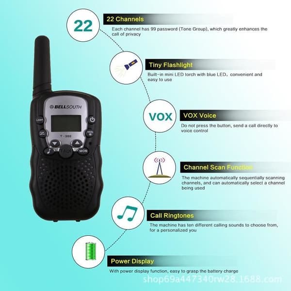 2st barnleksakswalkie talkie över 3 år gammal, 2-vägs radio walkie talkies med 8 kanaler, LCD-ficklampa julfest present