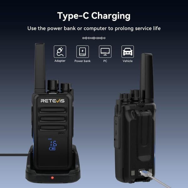 Retevis RT668H Talkie Walkie med Dold Skärm, Typ C 1200mAh VOX, Squelch, Uppladdningsbar för Familjeutflykter.