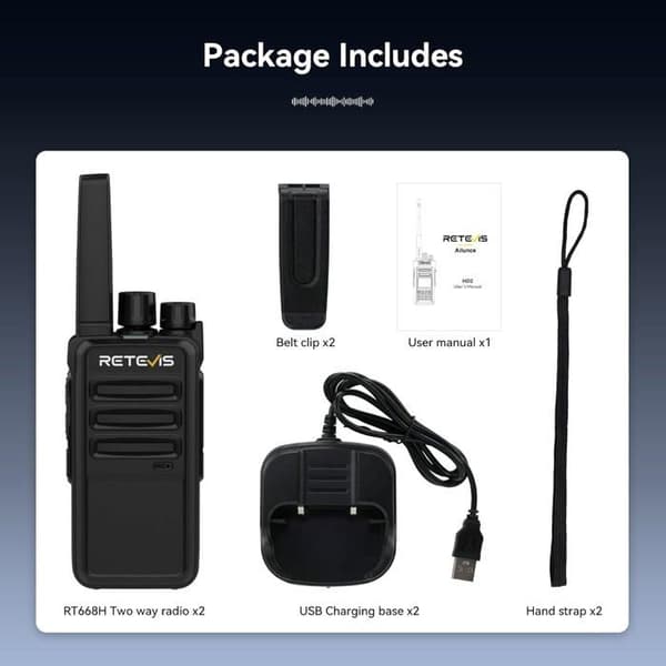 Retevis RT668H Talkie Walkie med Dold Skärm, Typ C 1200mAh VOX, Squelch, Uppladdningsbar för Familjeutflykter.