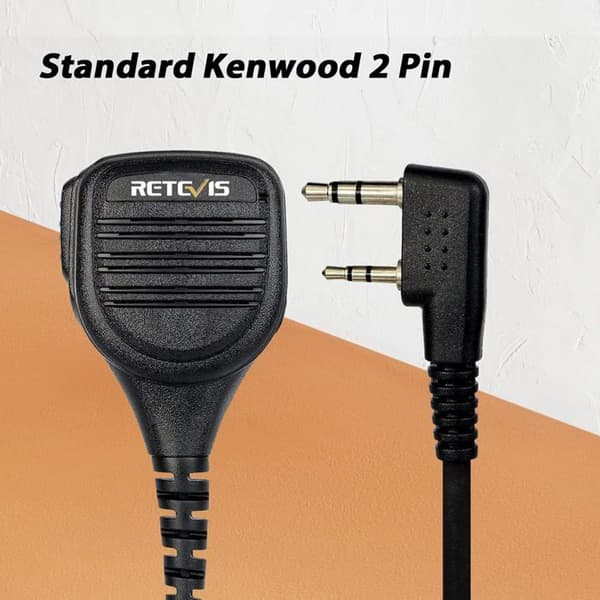 Retevis Talkie-Walkie Micro Högtalare, 2 Pin Kompatibel RT24 RT27 Baofeng BF-888S Kenwood, Mikrofon Högtalare Radio(2 St)