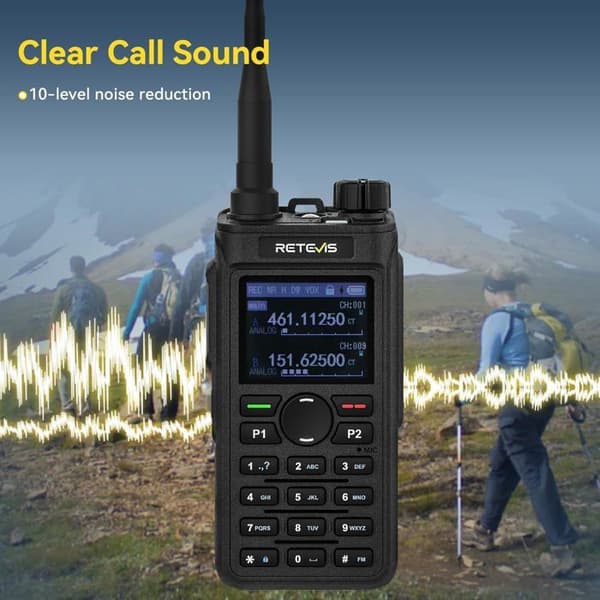 Retevis C62 Dubbelband Walkie-Talkie, Laddningsbar Ham Amatörradio, Lång Räckvidd, 2000mAh, Typ-C, för Vandring/Jakt/Camping