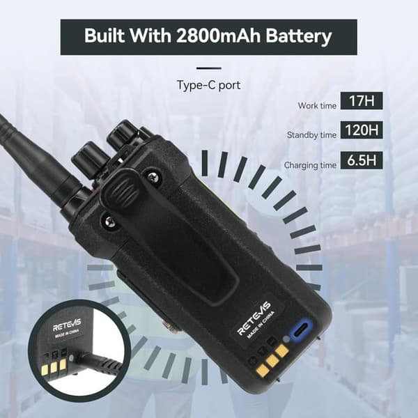 Retevis NR630S Talkie Walkie, Radio Bidirektionell Lång Räckvidd, IP67-Skydd, Avancerad Ljudbearbetning, 2800 mAh, LCD-Skärm