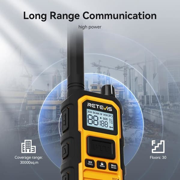 Retevis RB648P Talkie-Walkie Vattentålig IP67, Lång Räckvidd, 6-Vägs Laddare, Gruppsamtal, 2000mAh, med LCD-Skärm för Byggarbetsplats
