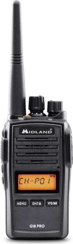 Midland G18 Pro Walkie Talkie 99 kanaler 446.00625 - 446.19375 MHz Sort (C1145.02)