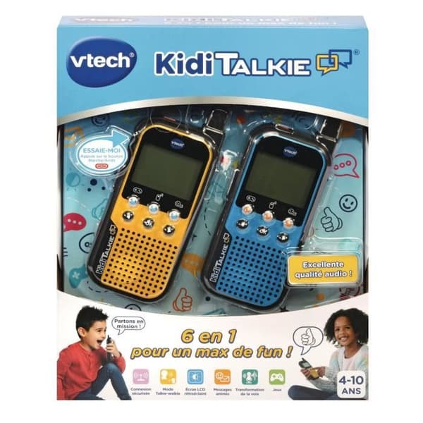 Walkie Talkie VTECH Kidi Talkie - Blå &amp; Gul - 6 i 1 för timmar av lek och nöje