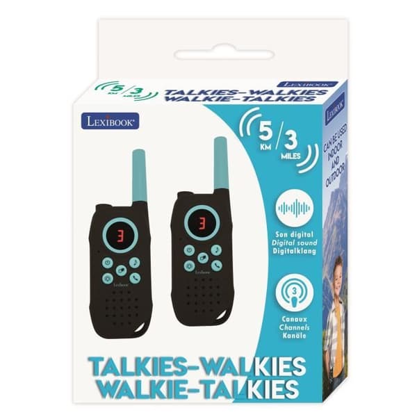 Svarta LEXIBOOK walkie talkies - Räckvidd 5 km - En-till-en och en-till-många kommunikationsfunktion