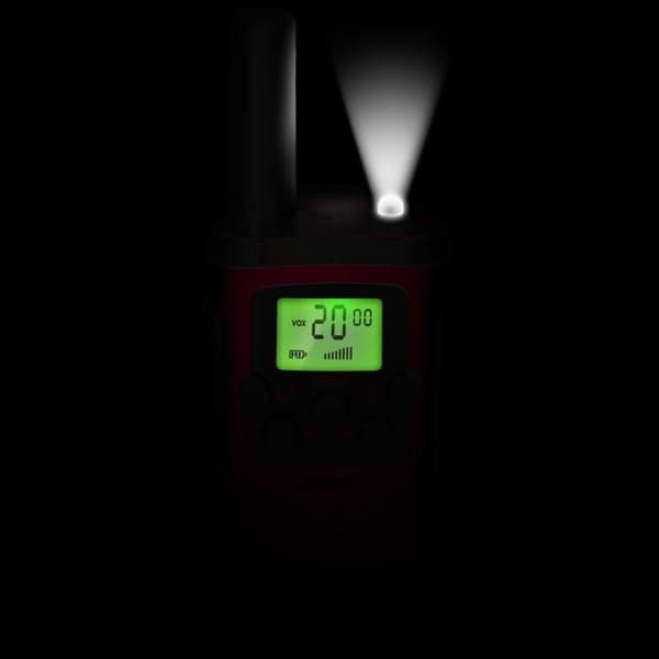 Alecto FR115RD - Set med två walkie-talkies för barn, räckvidd upp till 7 kilometer, röd/svart