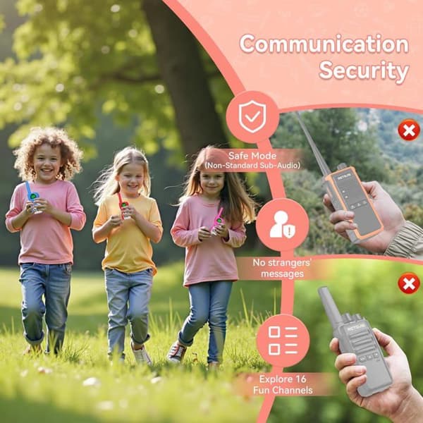 Retevis EZTalk 670 Walkie Talkie Lång Räckvidd, Walkie Talkie För Barn i Säkert Läge, LED Lampa, Leksaker för Barn 6-13 År (3 Stycken)