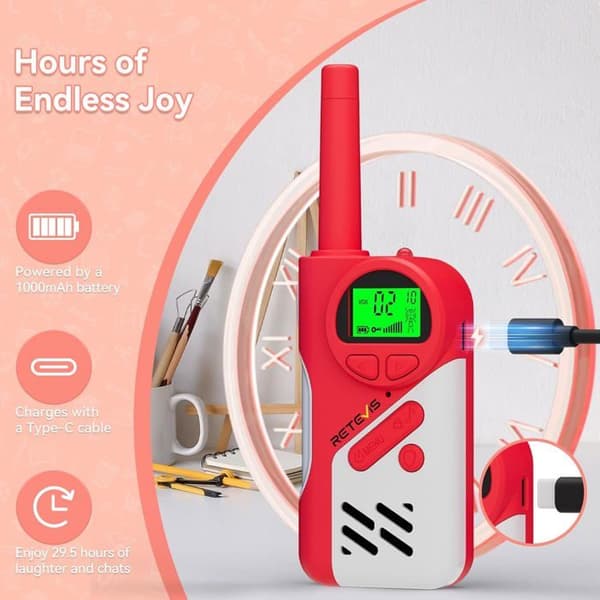 Retevis EZTalk 670 Walkie Talkie Lång Räckvidd, Walkie Talkie För Barn i Säkert Läge, LED Lampa, Leksaker för Barn 6-13 År (3 Stycken)
